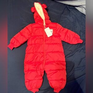 Red Hooded Baby Snowsuit
